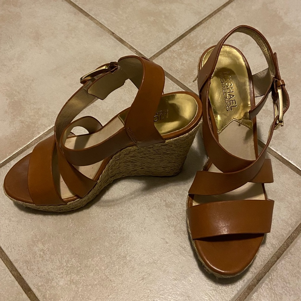 Michael Kors brown espadrille wedges